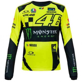 Motorcycle T-Shirts VR 46 T-Shirt Long Sleeves Monster VR46 Yellow Neon