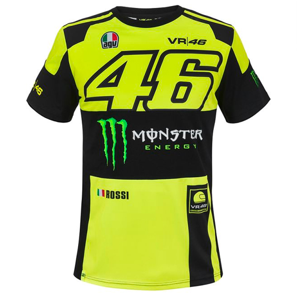Motorcycle T-Shirts VR 46 T-Shirt Replica Monster VR46 Yellow Fluo