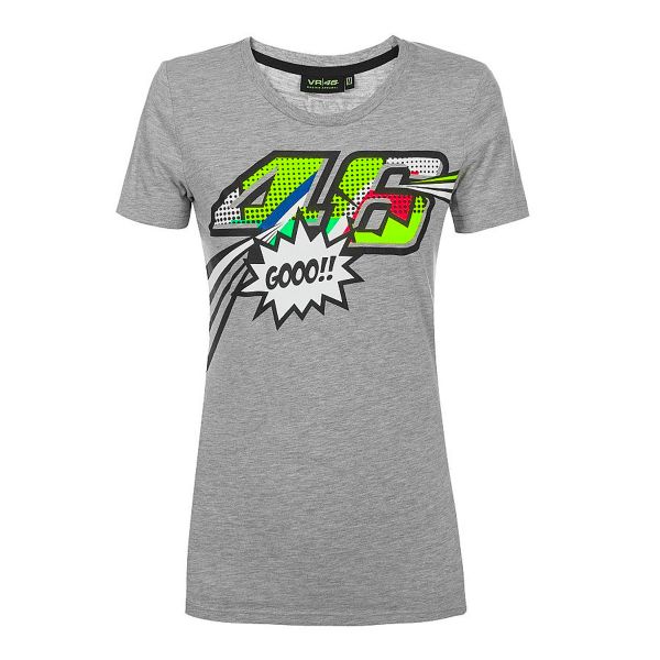 Motorcycle T-Shirts VR 46 T-Shirt Woman Classic Pop Art Grey