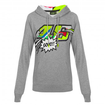 Motorcycle Jumpers VR 46 Hoodie Woman Pop Art Grey