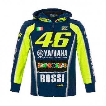 Motorcycle Jumpers VR 46 Hoodie Zip Kid Racing Yamaha VR46 Blue